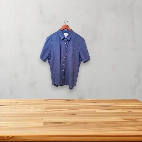 LL Bean Men Organic Cotton Slight Fitted Short Sleeve Shirt Size L Seersucker - Picture 1 of 8